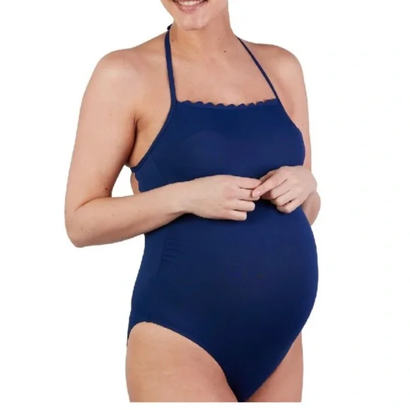 Cache Coeur Kyoto One Piece Maternity Swimsuit in Navy Blue Size S